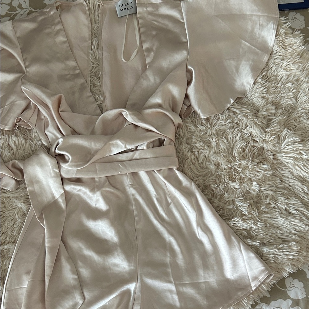 Hello Molly Women's Cream Satin Romper